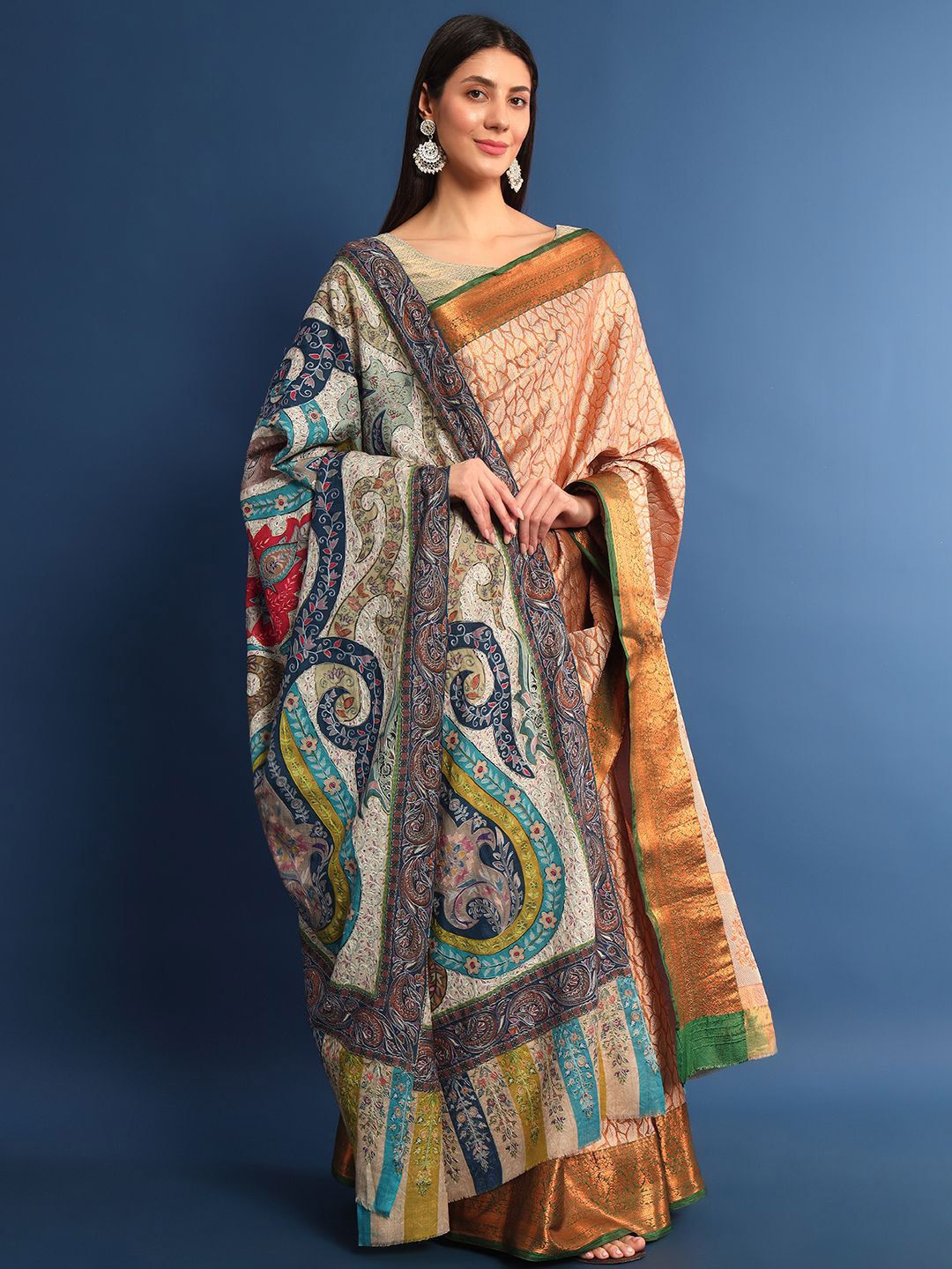 Dhiyona PA Ethnic Motifs Embroidered Woollen Shawl
