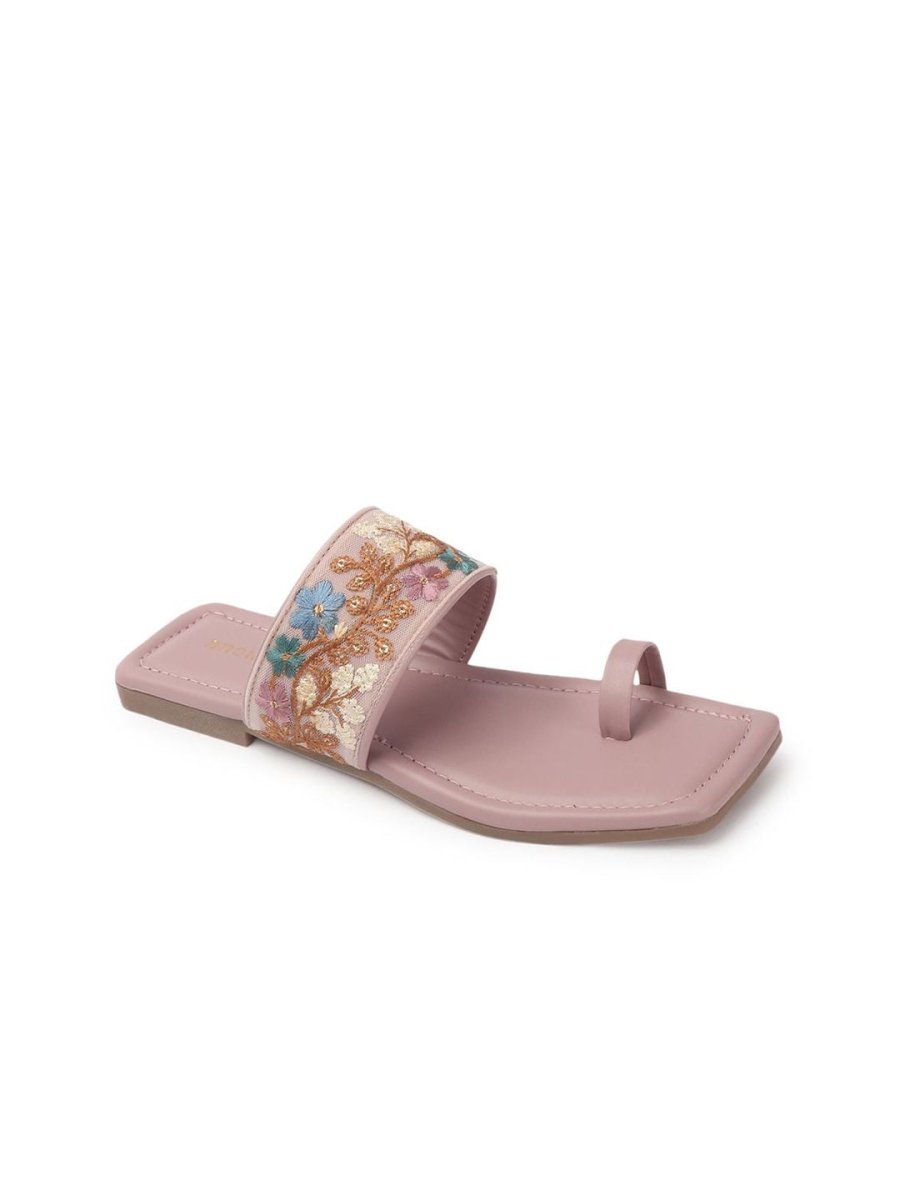 Dhiyona AK Women Printed Ethnic One Toe Flats with Embroidered