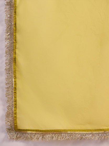 Dhiyona SN Women's Yoke Design V-Neck A-Line kurta & Trousers With Dupatta