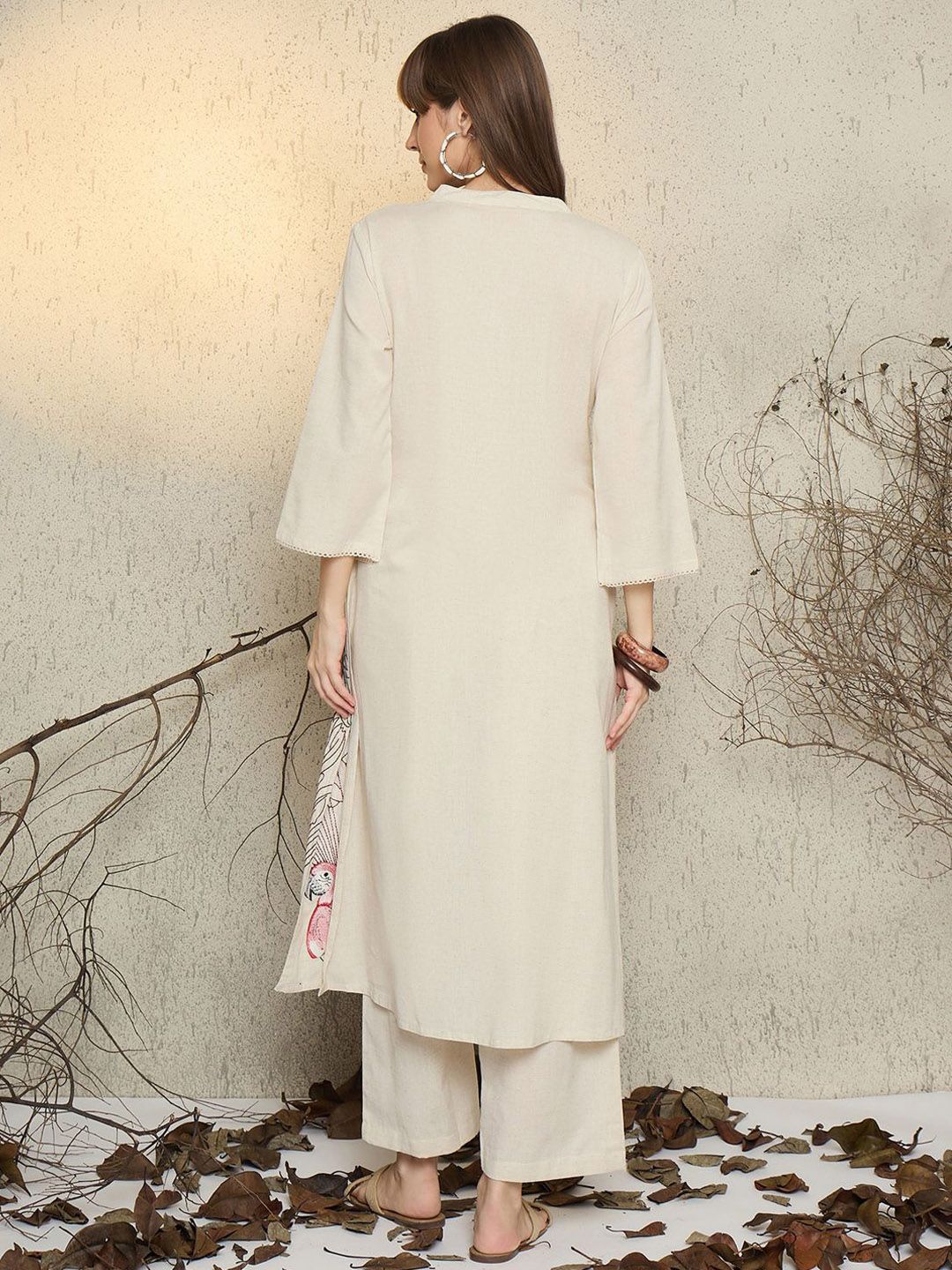 Women Ethnic Motifs Embroidered Pure Cotton Kurta with Palazzo