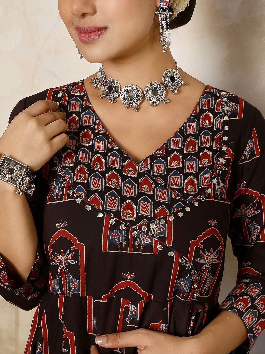 Dhiyona SN Women's Ethnic Motifs Printed Pure Cotton Kurta with Palazzos & With Dupatta
