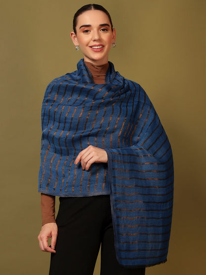 Dhiyona PA Striped Woven Design Woollen Reversible Shawl
