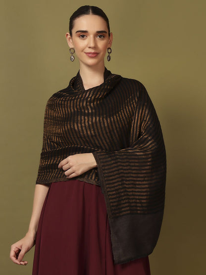 Dhiyona PA Striped Woven Design Reversible Zargul Shawl
