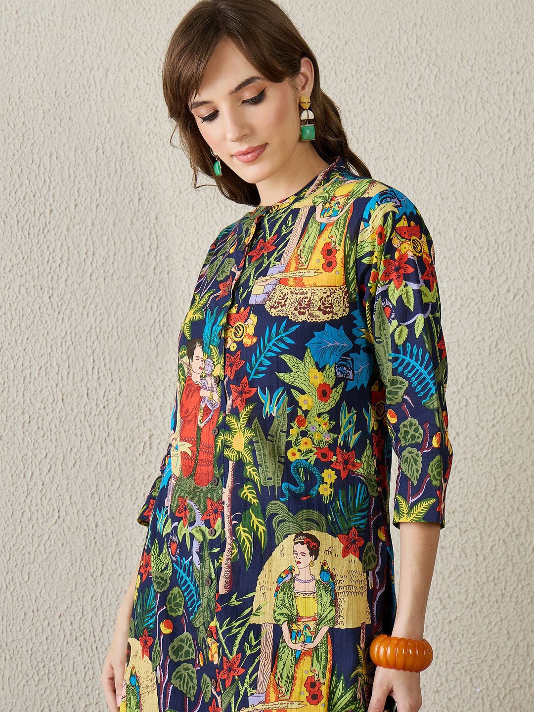 Dhiyona IE Printed Pure Cotton Tunic With Palazzos