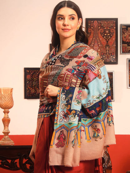 Dhiyona PA Tribal Embroidered Naqqashi Pure Wool Shawl