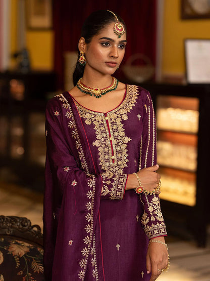 Dhiyona CH Women Ethnic Motifs Embroidered Regular Sequinned Kurta with Trousers & Dupatta