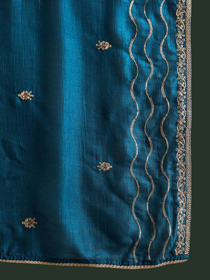 Dhiyona IE Ethnic Motifs Embroidered Straight Kurta with Trousers & With Dupatta