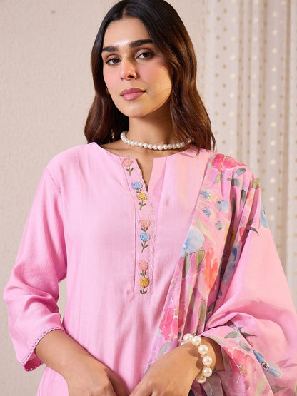 Women Floral Embroidered Kurta with Trousers & Dupatta