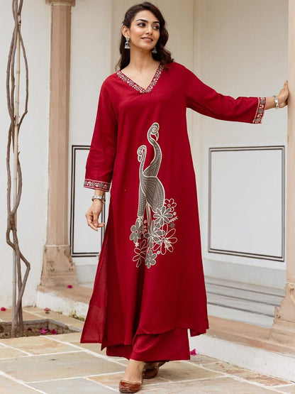 Dhiyona IS Women's Women Ethnic Motifs Printed Regular A-Line Kurta With Palazzos