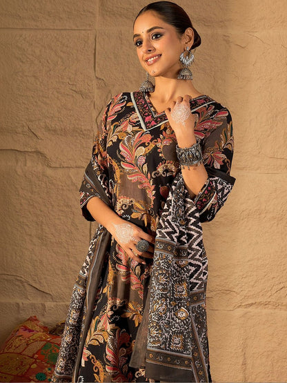 Women Ethnic Motifs Printed Regular Pure Cotton Kurta with Trousers & With Dupatta