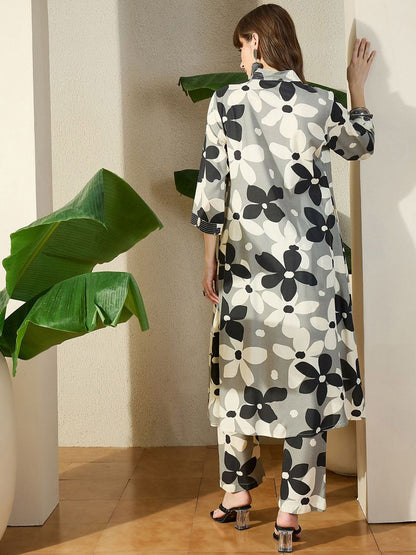 Dhiyona IE Printed V-Neck Tunic With Trouser