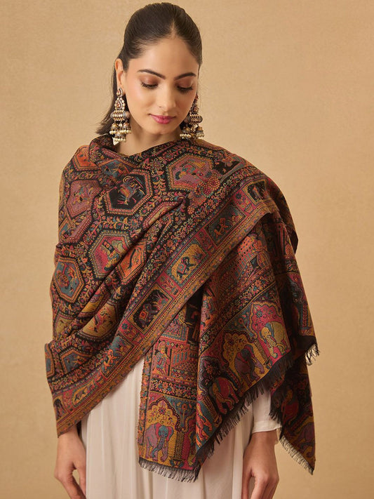 Dhiyona PA Ethnic Motifs Woven Design Woollen Shawl