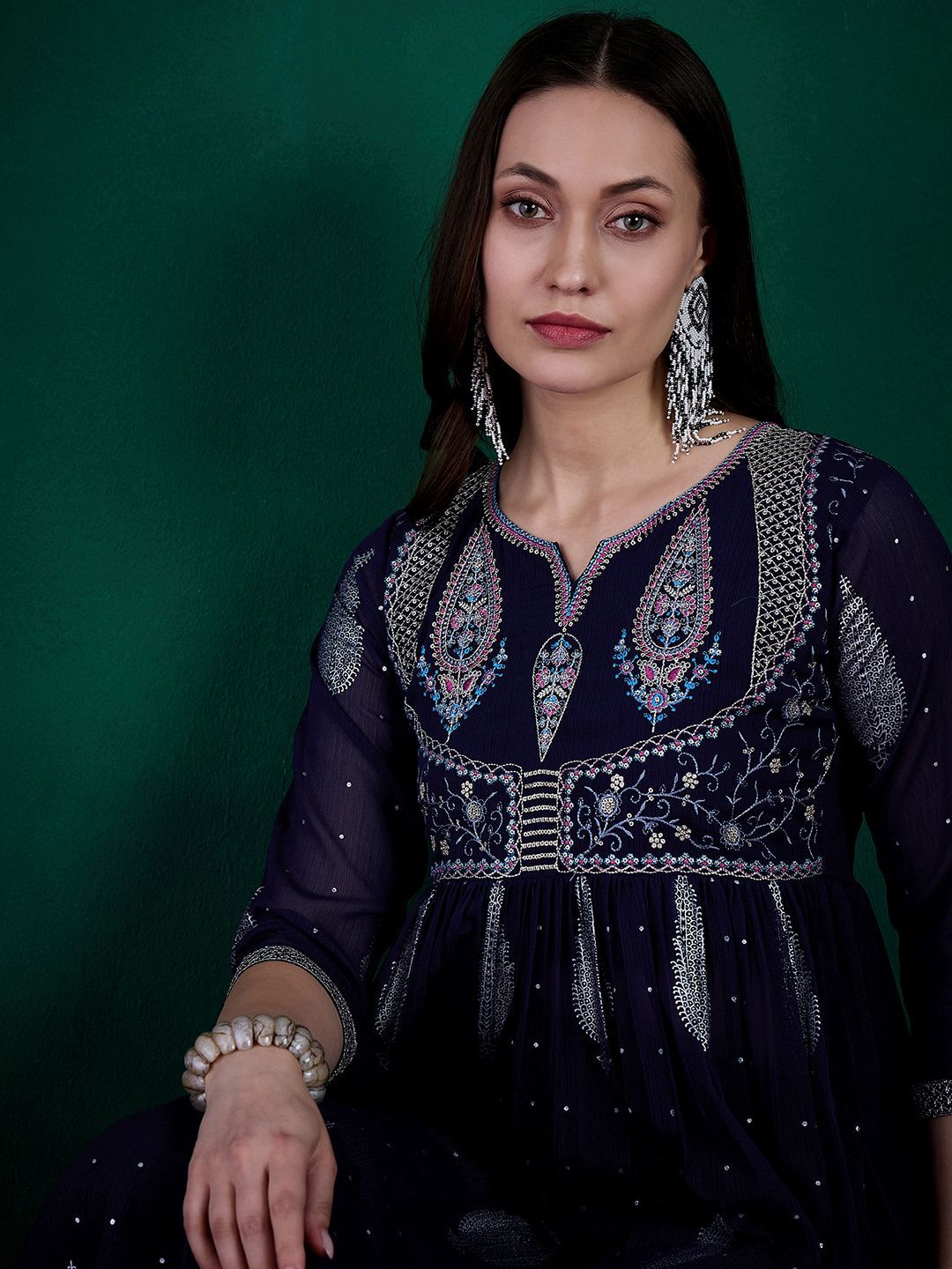 Dhiyona SN Women's Embroidered Kurta & Palazzo Set