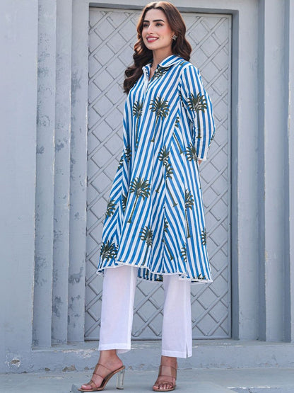 Women Printed Regular Pure Cotton Kurta with Trousers