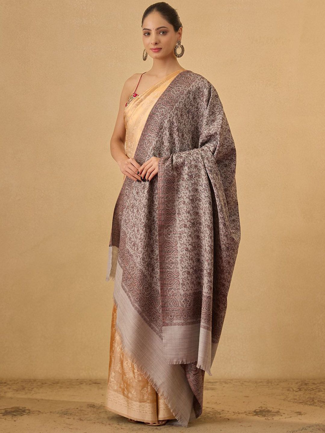 Dhiyona PA Sosani Floral Woven Design Wool Jamawar