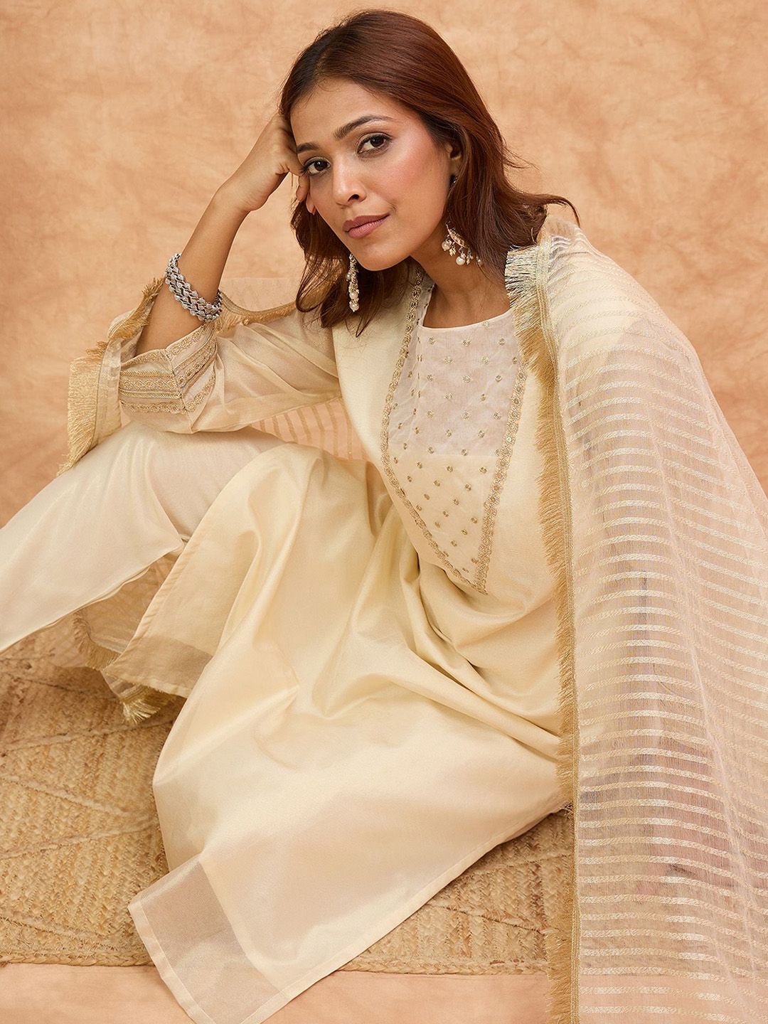 Dhiyona VA Women's Self Design Kurta with Pyjama & Dupatta