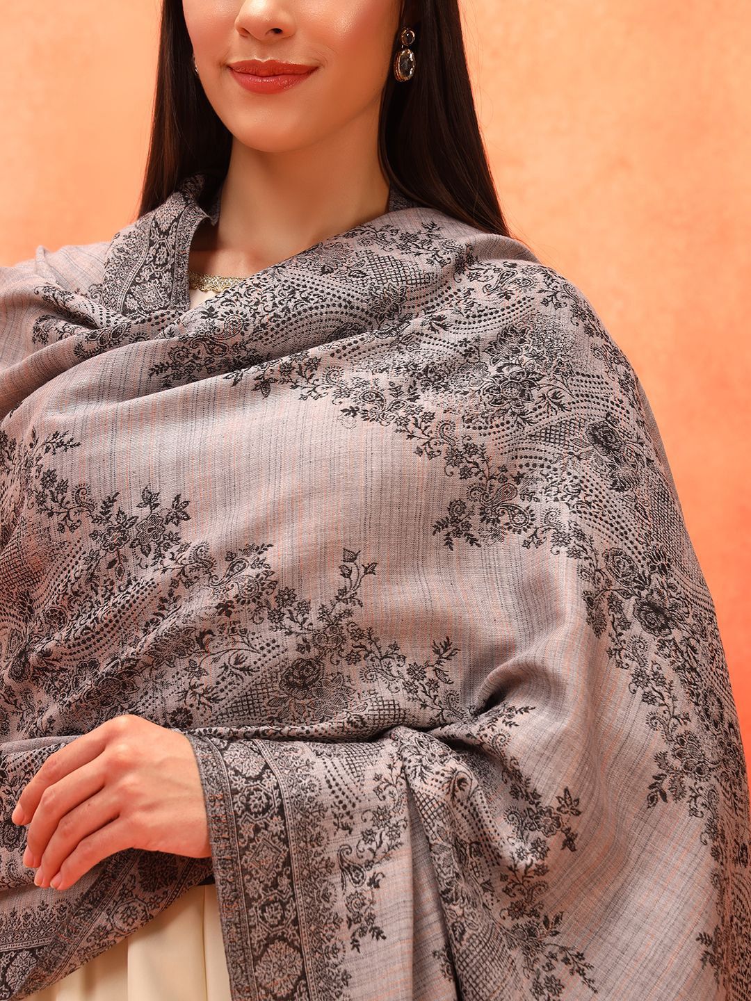 Dhiyona PA Kohsar Floral Woven Design Jamawar Woolen Shawl