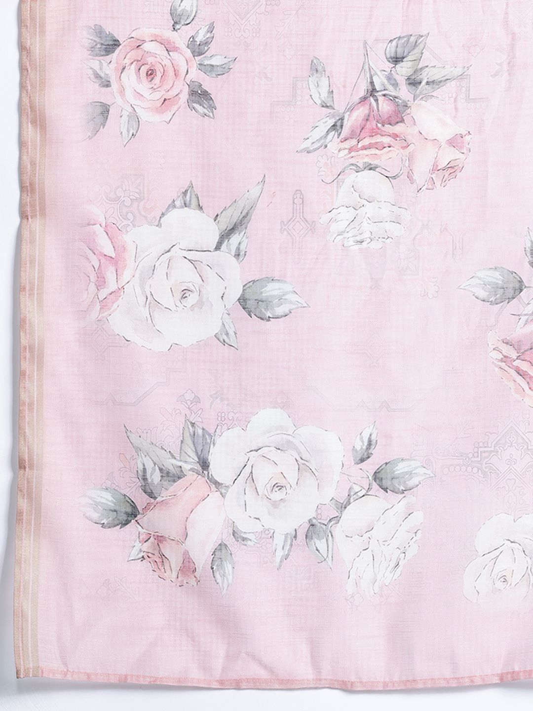 Pink Embroidered Straight Kurta With Trousers & Dupatta