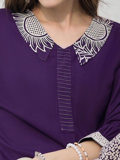 Dhiyona IE Animal Printed Pure Cotton V-Neck Tunic With Trousers