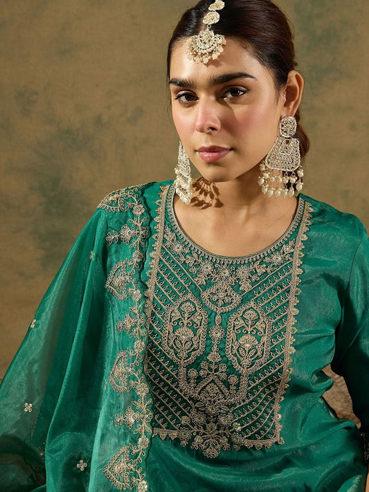 Dhiyona IE Ethnic Motifs Embroidered Kurta With Trousers & Dupatta