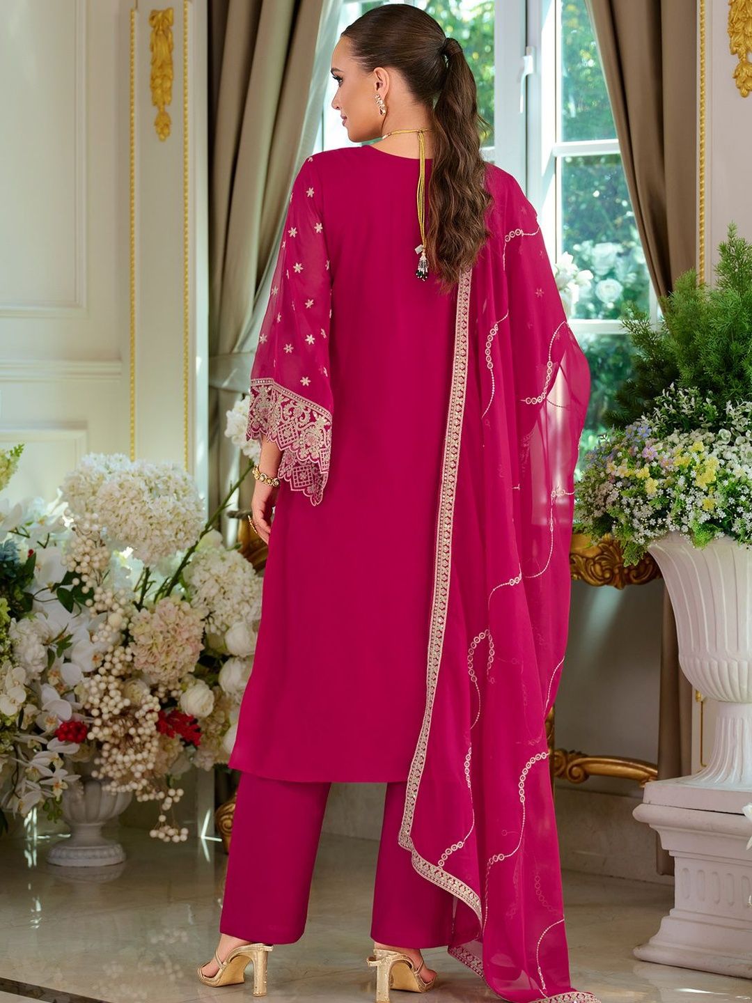 Women Ethnic Motifs Embroidered Kurta with Trousers & Dupatta