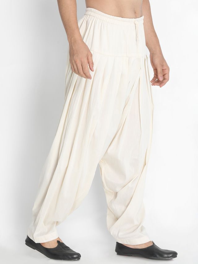 Men's Cream Cotton Blend  Pyjama