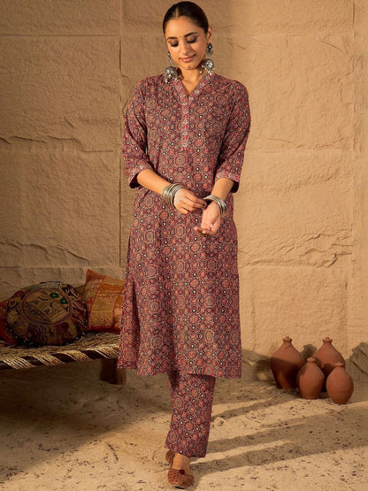 Women Ethnic Motifs Printed Regular Pure Cotton Kurta with Trousers