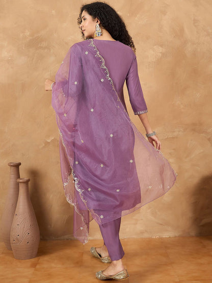 Dhiyona VA Women's Ethnic Motifs Embroidered Kurta with Pyjama & Dupatta