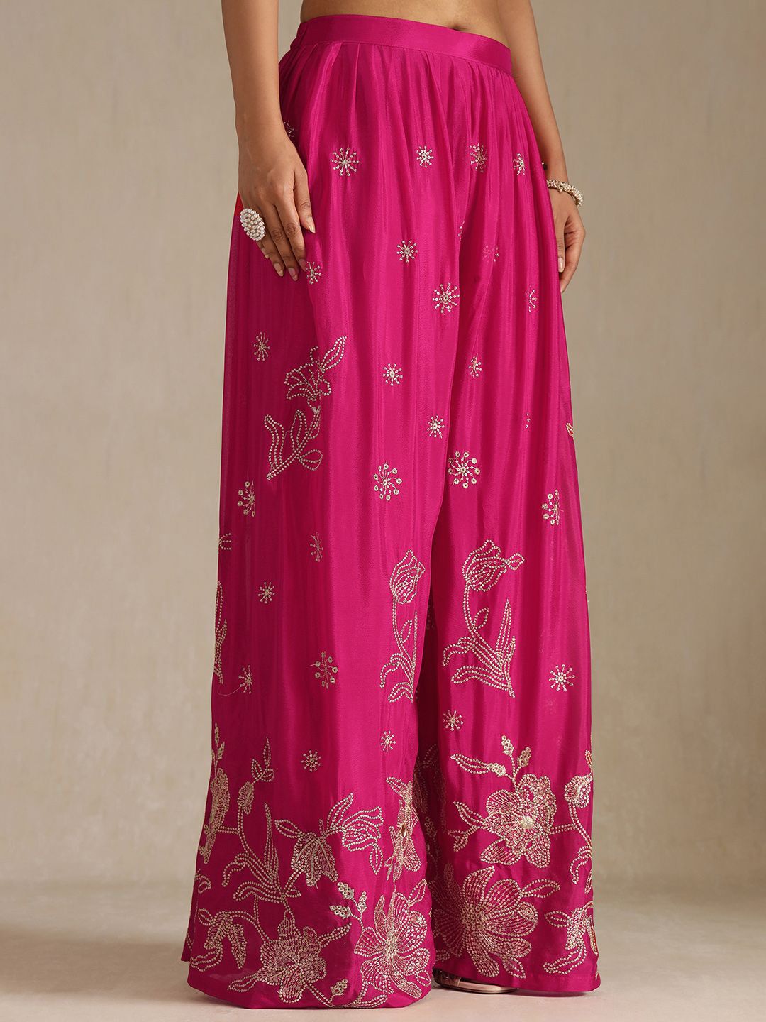 Dhiyona SO Women's Women Floral Embroidered Regular Thread Work Kurta with Palazzos & Dupatta
