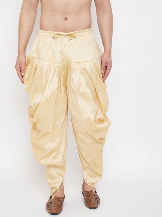 Men's Gold Silk Blend Regular Dhoti