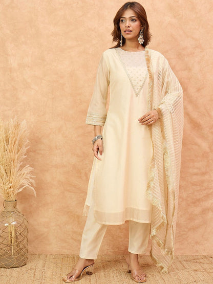 Dhiyona VA Women's Self Design Kurta with Pyjama & Dupatta
