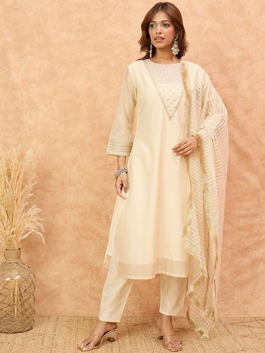 Dhiyona VA Women's Self Design Kurta with Pyjama & Dupatta