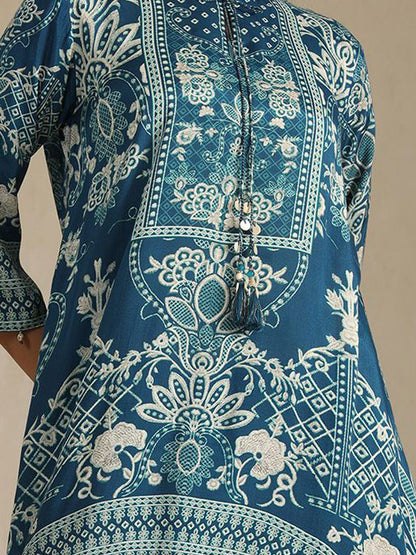 Dhiyona SO Women's Women Ethnic Motifs Printed Kurta with Trousers