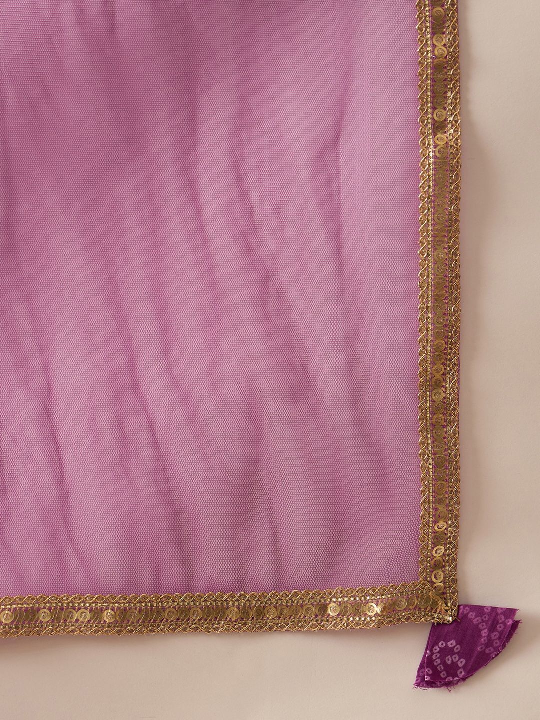 Bandhani Embroidered Sequinned Pure Cotton Straight Kurta With Trousers & Dupatta