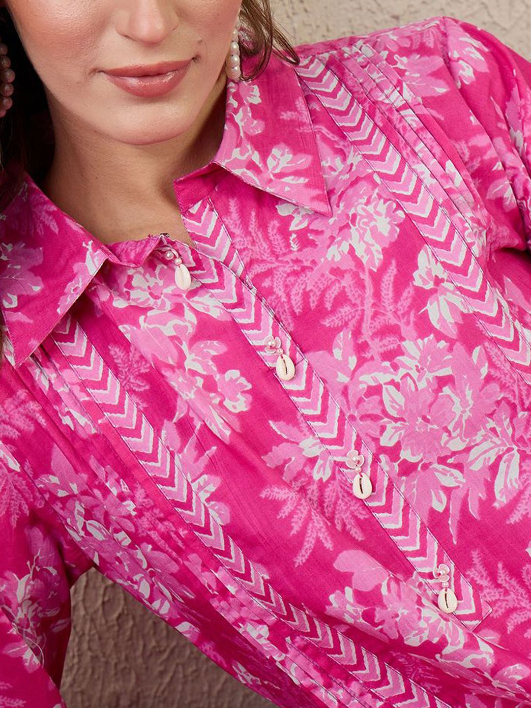 Floral Printed A-Line Pure Cotton Kurta With Trouser