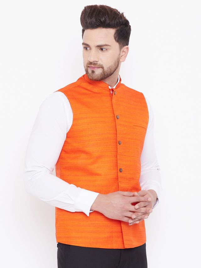 Men's Navy Blue Silk Blend Straight Jacket  Kurta and Pyjama Set