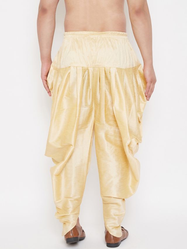 Men's Gold Silk Blend Regular Dhoti