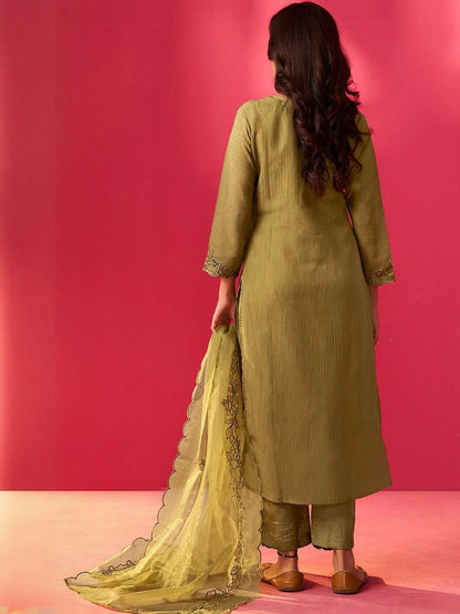Women Ethnic Motifs Embroidered Kurta with Trousers & Dupatta