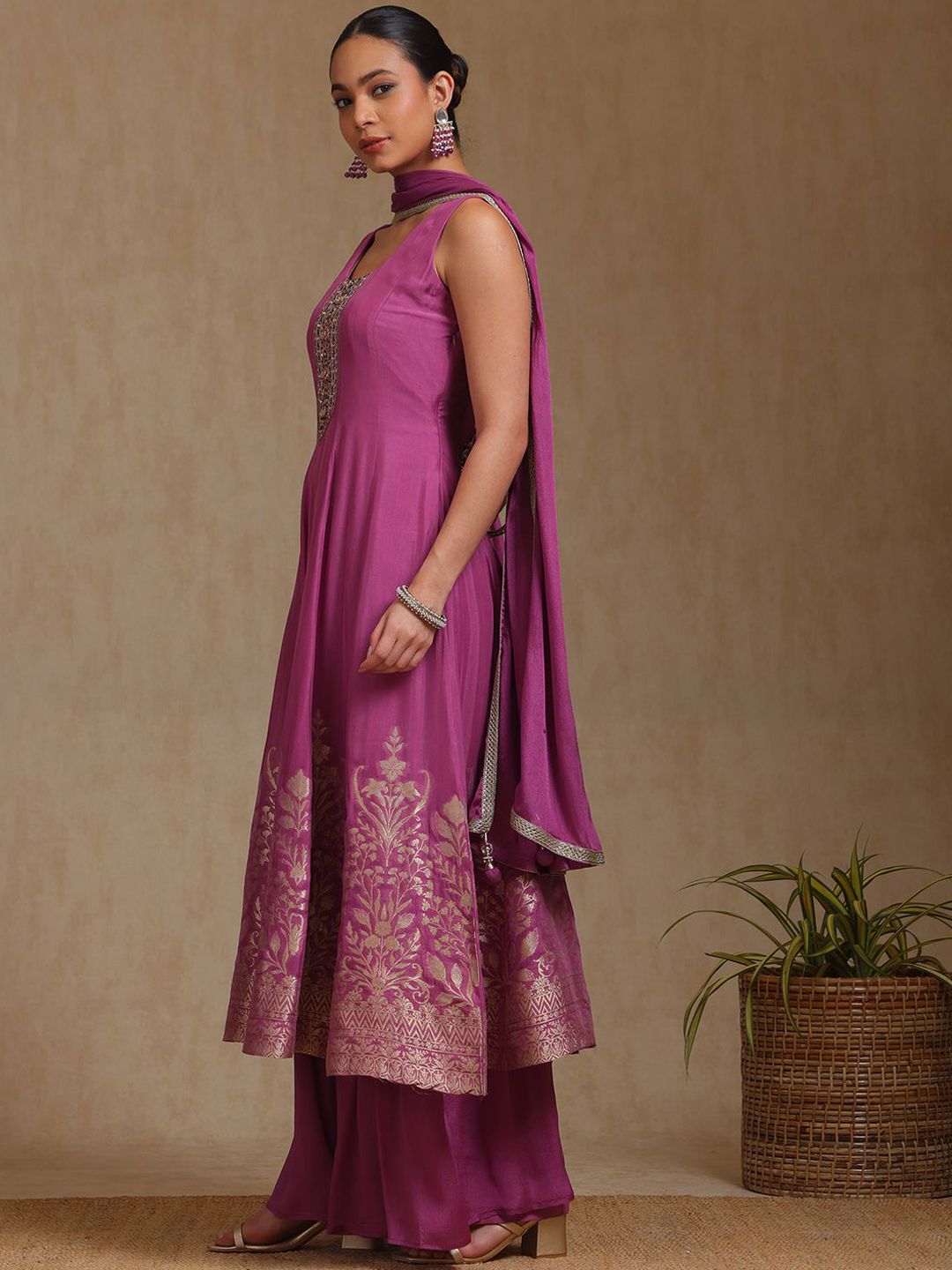 Dhiyona SO Women's Women Printed Regular Mirror Work Kurta with Palazzos & With Dupatta