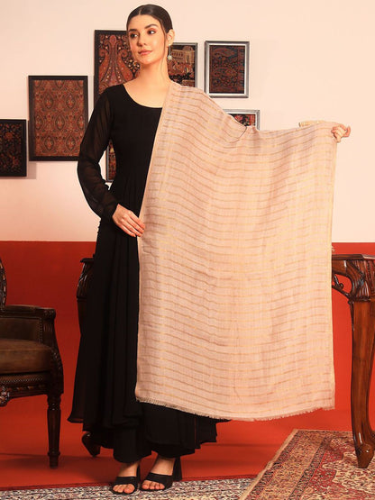 Dhiyona PA Reversible Sunehri Fine Wool Striped Woven Design Shawl