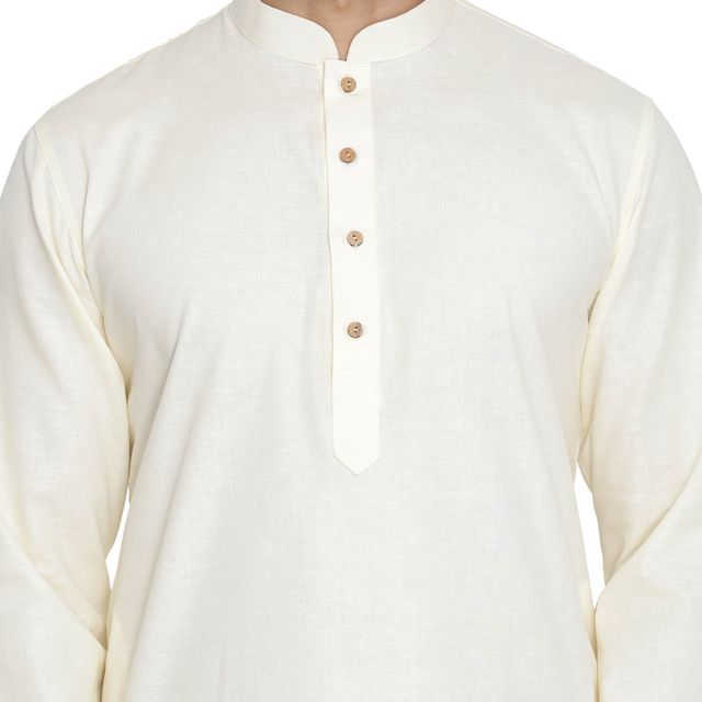 Men's Beige Cotton Linen Straight Kurta Pyjama Set