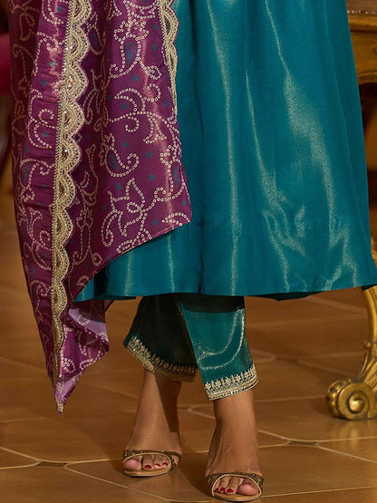 Women Ethnic Motifs Embroidered Regular A-Line Kurta with Trousers & Dupatta