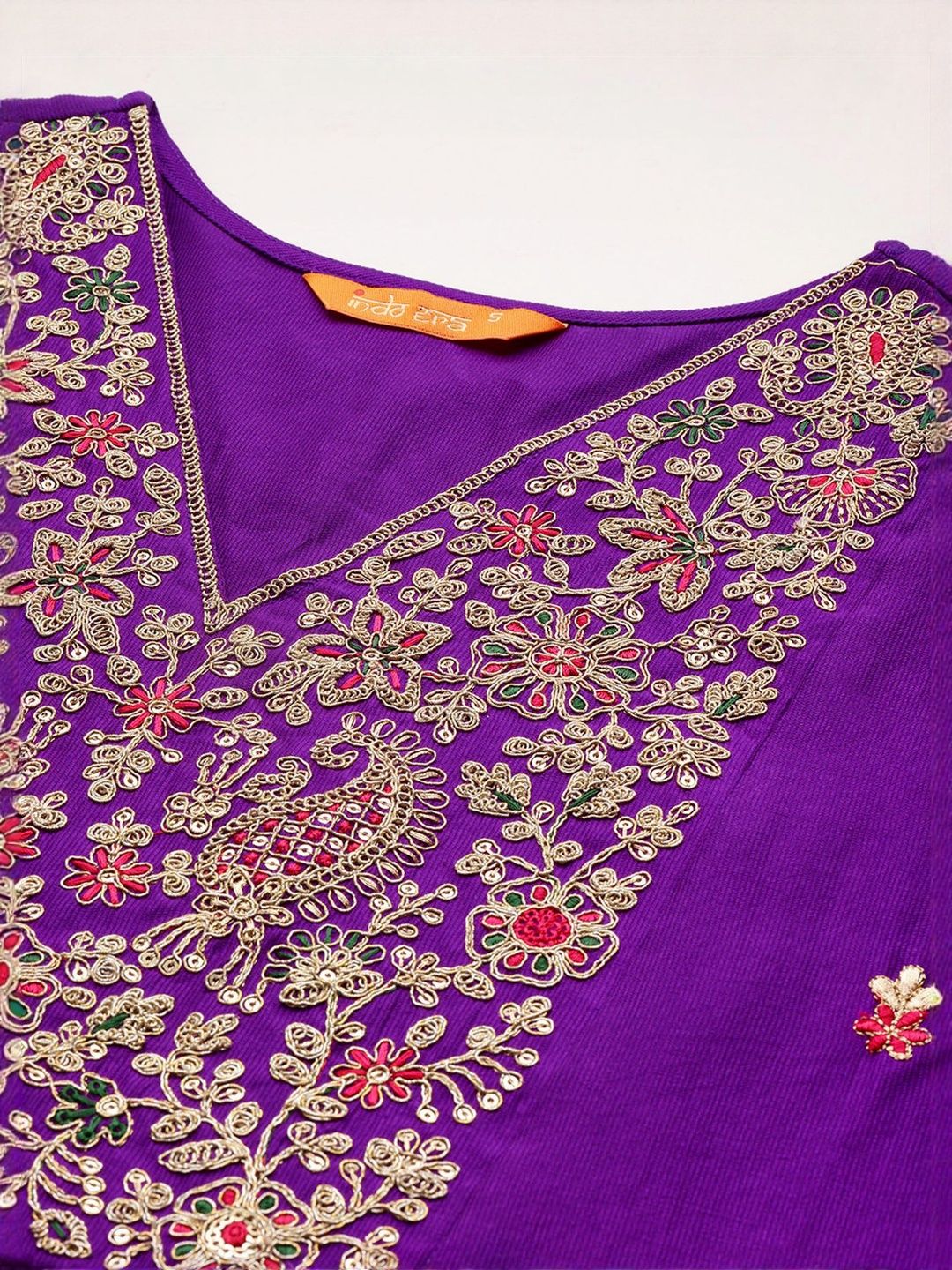 Ethnic Motifs Embroidered Thread Work A-Line Kurta With Trouser And Dupatta
