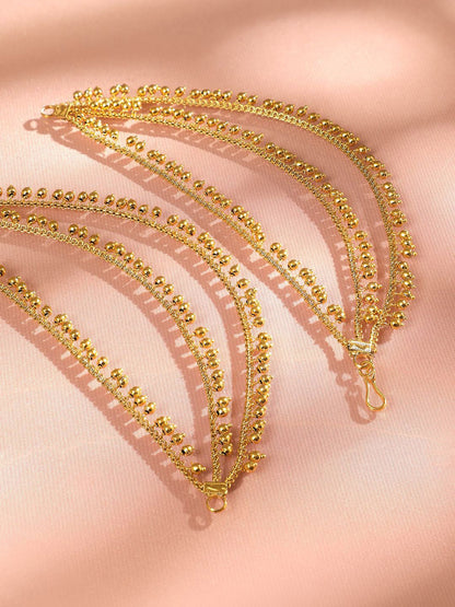 Dhiyona RJ Women's 22K Gold Plated Multi Layer Beaded Ear Chain Pair Traditional Ethnic Jewelry