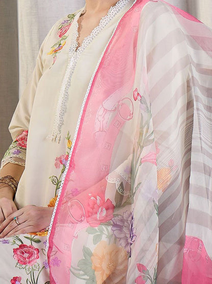 Women Floral Embroidered Kurta with Trousers & Dupatta