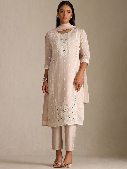 Dhiyona SO Women's Women Ethnic Motifs Embroidered Kurta with Trousers & Dupatta