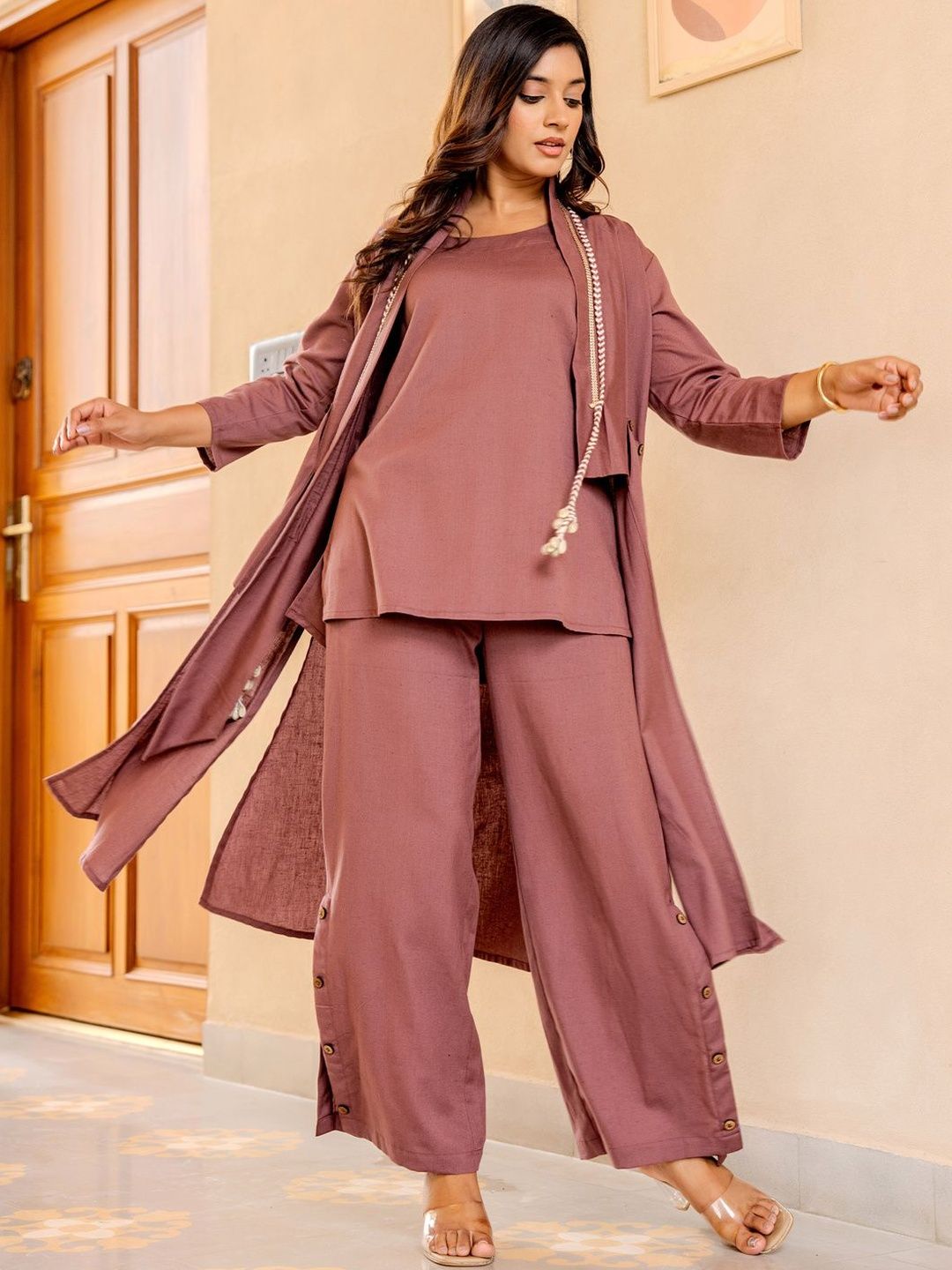 Pure Cotton Kurta with Palazzo And With Jacket