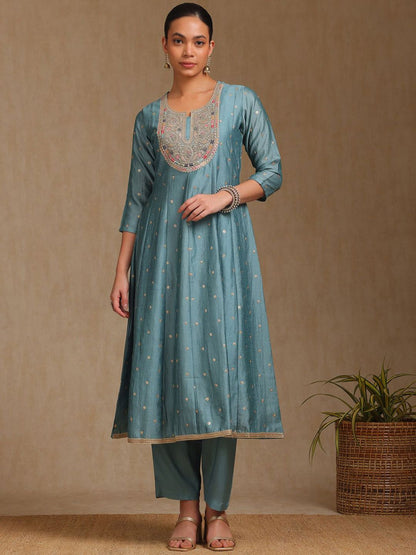 Dhiyona SO Women's Women Ethnic Motifs Printed Panelled Kurta with Trousers & With Dupatta