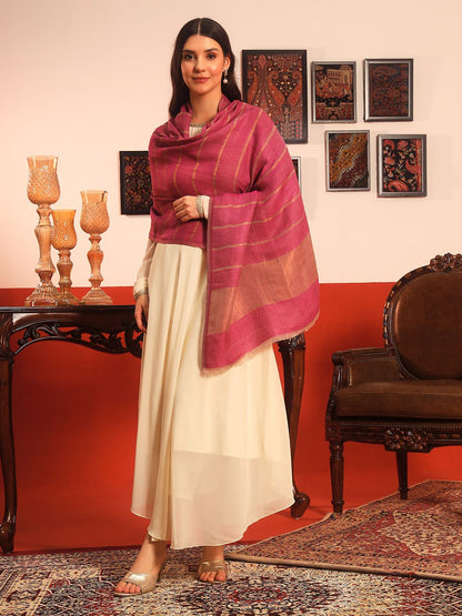 Dhiyona PA Striped Woven Design Woolen Reversible Shawl