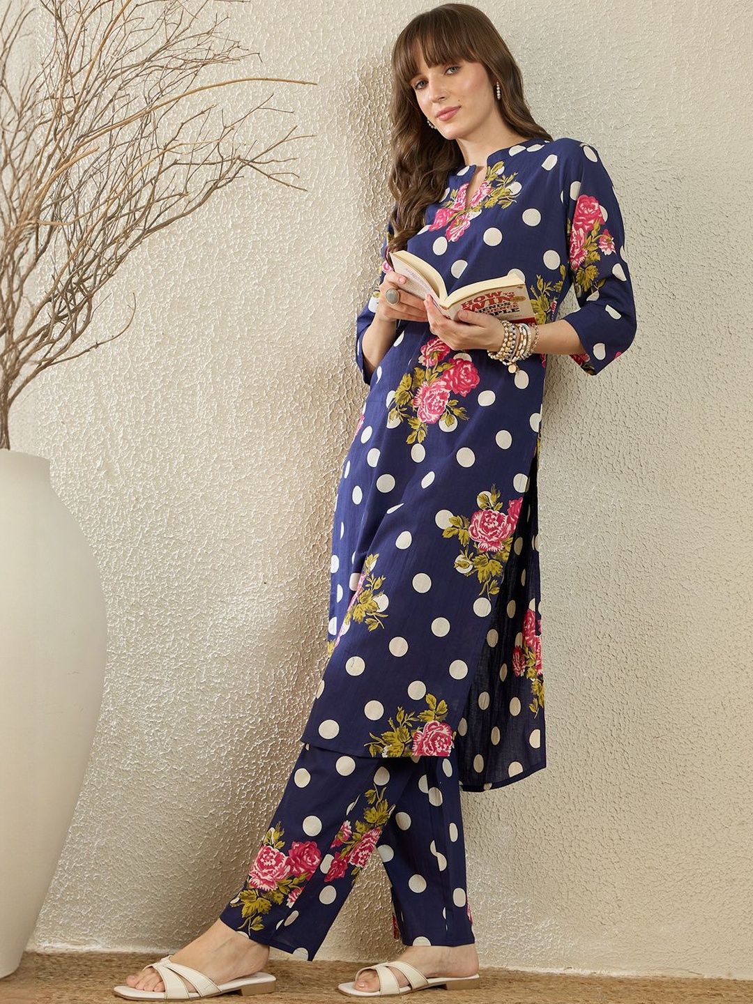 Floral Printed Pure Cotton Kurta With Trouser